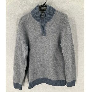 Pronto‎ Uomo Mens Wool 1/4 Zip Pullover Sweater Ribbed Collar Gray Sz L